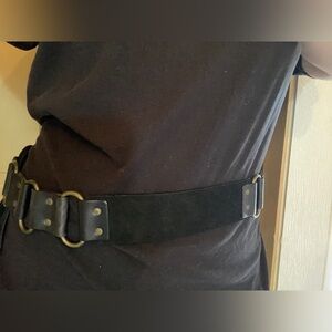 Black Leather Belt with fringe boho festival